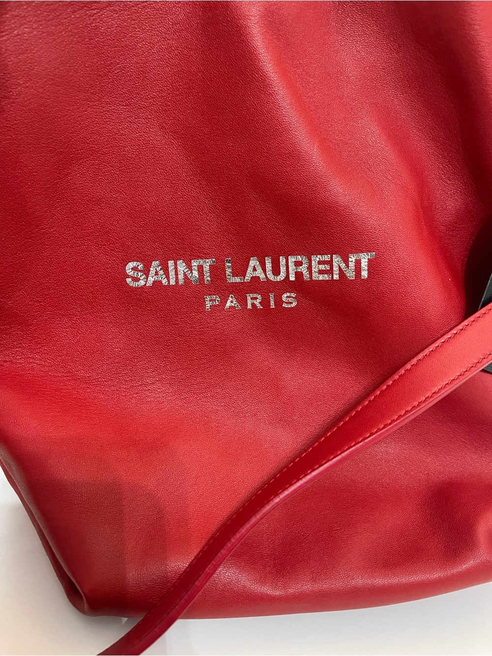 Saint Laurent Red Leather Tote with Silver Logo
